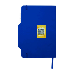Carnet avec espace pour mobile et couverture rigide A5 lignés couleur bleu roi vue avec impression sérigraphique