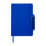 Carnet avec espace pour mobile et couverture rigide A5 lignés couleur bleu roi quatrième vue