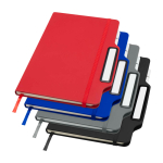 Carnet avec espace pour mobile et couverture rigide A5 lignés couleur bleu roi deuxième vue en couleurs