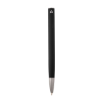Stylo en aluminium recyclé avec clip argenté, encre bleue couleur noir deuxième vue arrière