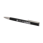 Stylo en aluminium recyclé avec clip argenté, encre bleue couleur noir troisième vue