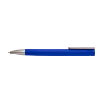 Stylo en aluminium recyclé avec clip argenté, encre bleue couleur bleu deuxième vue frontale