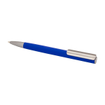 Stylo en aluminium recyclé avec clip argenté, encre bleue couleur bleu deuxième vue
