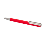 Stylo en aluminium recyclé avec clip argenté, encre bleue couleur rouge deuxième vue