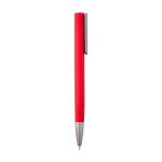 Stylo en aluminium recyclé avec clip argenté, encre bleue couleur rouge deuxième vue latérale
