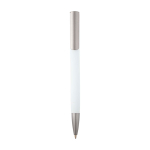 Stylo en aluminium recyclé avec clip argenté, encre bleue couleur blanc