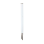 Stylo en aluminium recyclé avec clip argenté, encre bleue couleur blanc deuxième vue arrière