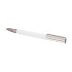 Stylo en aluminium recyclé avec clip argenté, encre bleue couleur blanc deuxième vue