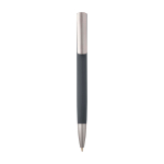 Stylo en aluminium recyclé avec clip argenté, encre bleue couleur gris foncé