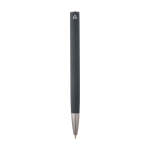 Stylo en aluminium recyclé avec clip argenté, encre bleue couleur gris foncé deuxième vue arrière