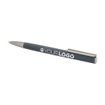 Stylo en aluminium recyclé avec clip argenté, encre bleue couleur gris foncé troisième vue