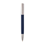 Stylo en aluminium recyclé avec clip argenté, encre bleue couleur bleu marine