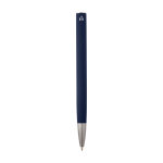 Stylo en aluminium recyclé avec clip argenté, encre bleue couleur bleu marine deuxième vue arrière