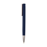Stylo en aluminium recyclé avec clip argenté, encre bleue couleur bleu marine vue latérale