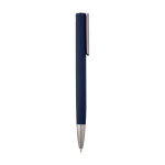 Stylo en aluminium recyclé avec clip argenté, encre bleue couleur bleu marine deuxième vue latérale