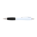Stylo en plastique recyclé incurvé avec grip, encre noire couleur noir deuxième vue frontale
