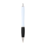 Stylo en plastique recyclé incurvé avec grip, encre noire couleur noir deuxième vue arrière