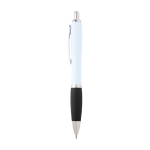 Stylo en plastique recyclé incurvé avec grip, encre noire couleur noir vue latérale