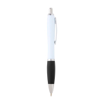 Stylo en plastique recyclé incurvé avec grip, encre noire couleur noir deuxième vue latérale