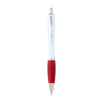 Stylo en plastique recyclé incurvé avec grip, encre noire couleur rouge