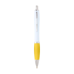 Stylo en plastique recyclé incurvé avec grip, encre noire couleur jaune