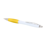 Stylo en plastique recyclé incurvé avec grip, encre noire couleur jaune deuxième vue