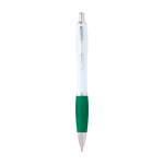 Stylo en plastique recyclé incurvé avec grip, encre noire couleur vert
