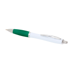 Stylo en plastique recyclé incurvé avec grip, encre noire couleur vert deuxième vue