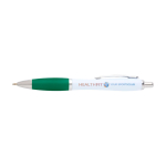 Stylo en plastique recyclé incurvé avec grip, encre noire couleur vert