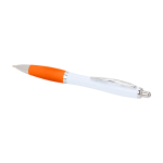 Stylo en plastique recyclé incurvé avec grip, encre noire couleur orange deuxième vue