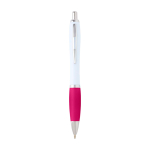 Stylo en plastique recyclé incurvé avec grip, encre noire couleur rose