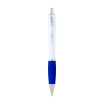 Stylo en plastique recyclé incurvé avec grip, encre noire couleur bleu roi