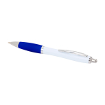 Stylo en plastique recyclé incurvé avec grip, encre noire couleur bleu roi deuxième vue