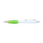 Stylo en plastique recyclé incurvé avec grip, encre noire couleur vert lime deuxième vue frontale