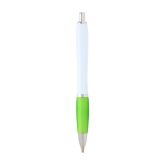 Stylo en plastique recyclé incurvé avec grip, encre noire couleur vert lime deuxième vue arrière