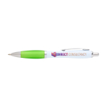 Stylo en plastique recyclé incurvé avec grip, encre noire couleur vert lime