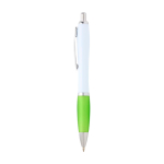 Stylo en plastique recyclé incurvé avec grip, encre noire couleur vert lime vue latérale