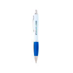 Stylo en plastique recyclé incurvé avec grip, encre noire avec zone d'impression