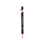 Stylo en aluminium recyclé avec détails rose gold, encre bleue avec zone d'impression