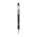 Stylo en aluminium recyclé avec pointeur tactile, encre bleue couleur noir