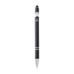 Stylo en aluminium recyclé avec pointeur tactile, encre bleue couleur noir deuxième vue arrière