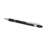 Stylo en aluminium recyclé avec pointeur tactile, encre bleue couleur noir deuxième vue