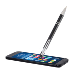 Stylo en aluminium recyclé avec pointeur tactile, encre bleue couleur noir troisième vue