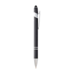 Stylo en aluminium recyclé avec pointeur tactile, encre bleue couleur noir deuxième vue latérale