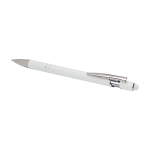 Stylo en aluminium recyclé avec pointeur tactile, encre bleue couleur blanc deuxième vue
