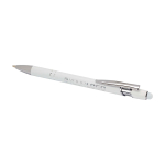 Stylo en aluminium recyclé avec pointeur tactile, encre bleue couleur blanc quatrième vue