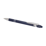 Stylo en aluminium recyclé avec pointeur tactile, encre bleue couleur bleu marine deuxième vue