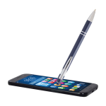 Stylo en aluminium recyclé avec pointeur tactile, encre bleue couleur bleu marine troisième vue