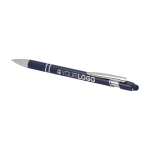 Stylo en aluminium recyclé avec pointeur tactile, encre bleue couleur bleu marine quatrième vue