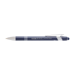 Stylo en aluminium recyclé avec pointeur tactile, encre bleue couleur bleu marine vue impression avec logo 2